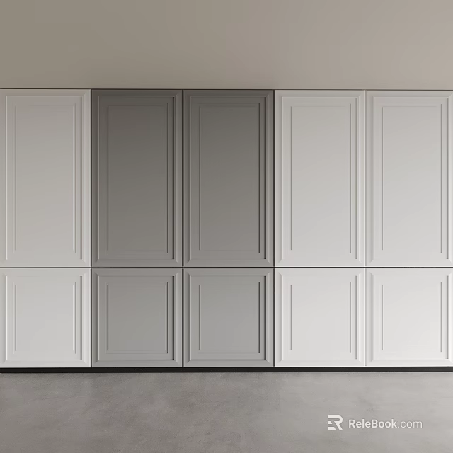 Modern Interior With White And Gray Smooth Surface Wall Paneling Design 3d model