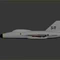 Detailed Gray Fighter Jet Model With 370 Marking Cockpit And Missile Attachments