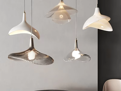 Modern Pendant Lights With Unique White And Transparent Shapes For Interior Design 3d model