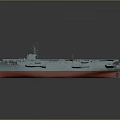 Aircraft Carrier Flight Deck With Island Superstructure Gray And Red Hull Design