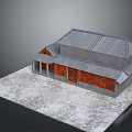 Traditional Scenic Architecture With Grey Roof Red Decorations And Stone Paved Ground