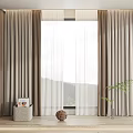Brown Curtains With White Sheer For Bright Modern Window In Natural Light Room