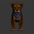 Brown Lion Cub Stuffed Toy Wearing Blue Scarf In Standing Pose