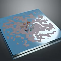 Miniature Industrial Facility Model On Blue Platform With White Terrain Patches