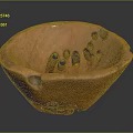Carved Ceramic Bowl Sculpture With Reddish Brown Surface And Multiple Holes Design