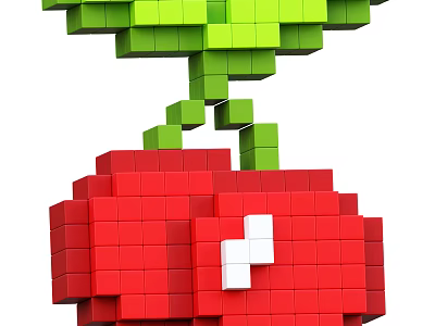 Green And Red Building Blocks Creative Plant Shape With White Details 3d model