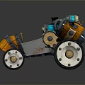 Handcrafted Vintage Car With Wooden Barrel Body Gear Decorations And Large Wheels