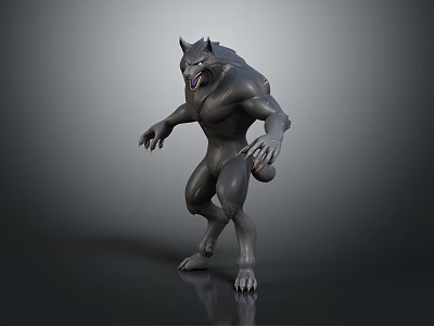 Menacing Werewolf Creature 3D Model With Muscular Build Sharp Claws And Fangs 3d model
