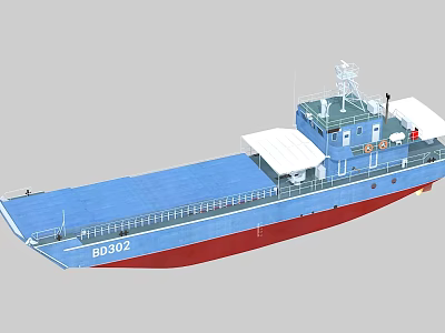 Warship BD302 With Blue Deck Red Hull And Upper Structure Antenna 3d model
