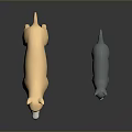 Game Movie Character 3D Light Brown Dog and Gray Cat Standing on Reflective Dark Background