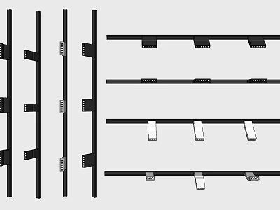 Downlights and Spotlights Structural Design with Mounting Brackets and Track Rails Components 3d model