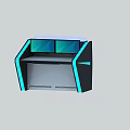 Modern Gaming Desk With Dual Monitors And Blue Accent Lighting Design