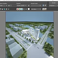 Modern Office Buildings In Urban Landscape With Water And Roads