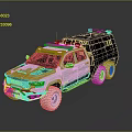 Custom White and Black Six Wheel Pickup Truck with Roof Storage and Off Road Tires