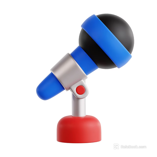 Smart Machine Microphone With Blue Black Silver Red Stand Base And Button 3d model 