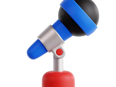 Smart Machine Microphone With Blue Black Silver Red Stand Base And Button 3d model