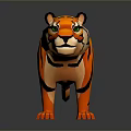 Tiger Toy With Orange Black Stripes And Green Eyes In Standing Pose