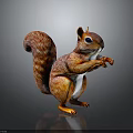 Realistic Squirrel Character With Red Orange Fur Fluffy Tail And Standing Posture On Dark Background