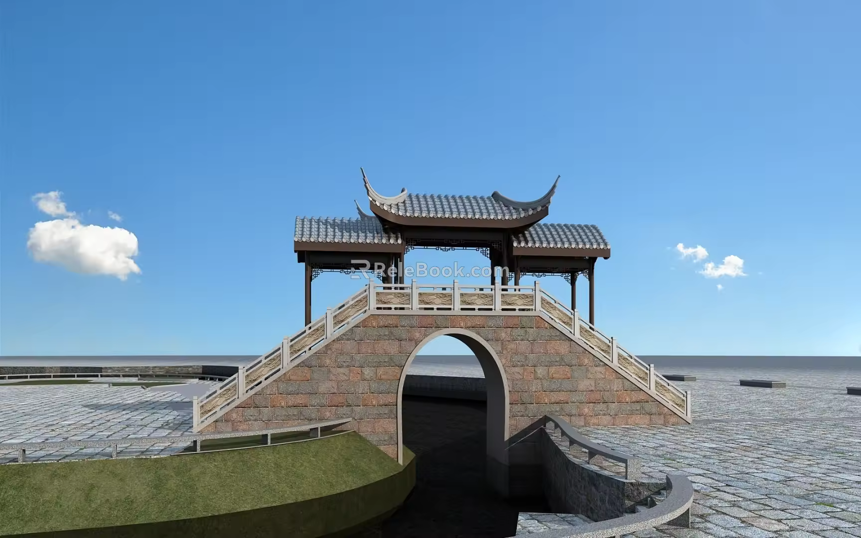 wind and rain bridge arch bridge 3d model