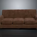 Classic Brown Upholstered Three Seater Sofa With Armrests And Comfortable Design