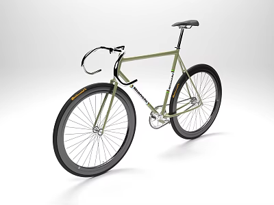 Olive Green Road Bike With Slim Frame Drop Handlebars And Black Wheels 3d model