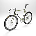 Olive Green Road Bike With Slim Frame Drop Handlebars And Black Wheels