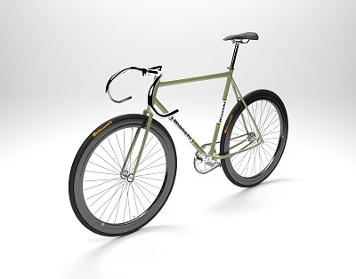 Olive Green Road Bike With Slim Frame Drop Handlebars And Black Wheels 3d model
