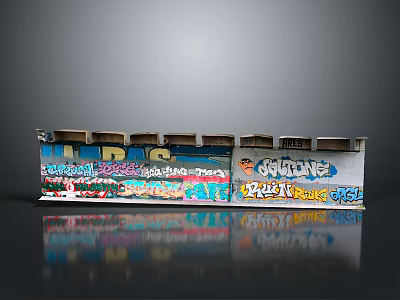 Colorful Graffiti Wall With Vibrant Letters And Reflective Surface Design 3d model