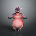 Cheerful Colorful Cartoon Hippo With Round Body Open Mouth And Limbs