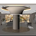 Modern Clothing Store Interior With Beige Decor Curved Design Mirrors Sofa Green Plant Display Racks