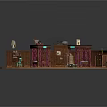 Vintage Wooden Furniture Collection with Table Cabinet Chair Drawer Units and Rugs in Room Interior