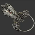 Mechanical Rodent Sculpture Composed Of Metal Gears Bolts With Complex Hollow Structure And Red Accents