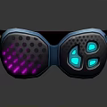 Modern Illuminated Jewelry With Turquoise Pink Lights And Black Perforated Strap