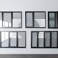 Modern Casement Windows With Black Frames White Wall Background And Different Styles 3d model