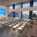 Modern Conference Room Interior With Large Screen White Seats And Green Plants