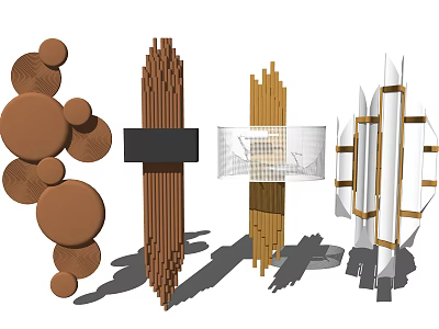 Modern Wall Lamps with Various Geometric Designs and Mixed Materials for Home Decor 3d model