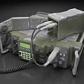 Military Portable Radio Device With Green Casing Control Panel Microphone And Knobs 3d model
