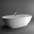 White Modern Freestanding Bathtub With Chrome Faucet And Sleek Design
