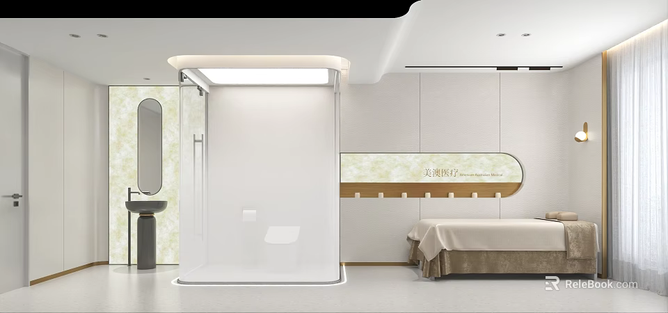 Modern Open Kitchen Interior Design With Island Counter Lighting And Cabinet Storage 3d model 