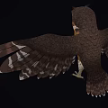 Owl With Spread Wings And Red Eyes Against Black Background