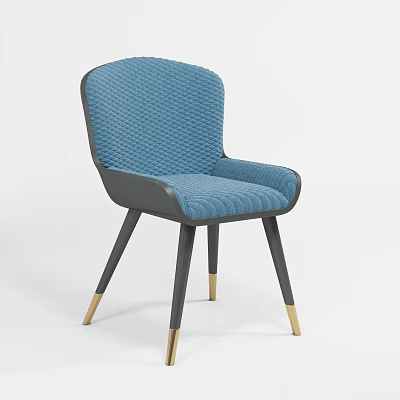 Modern Blue Tufted Upholstered Accent Chair With Gray Frame And Golden Legs 3d model
