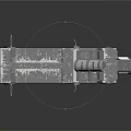Detailed 3D Metallic Mechanical Weapon Model With Barrel Frame And Stand