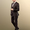 Man In Stylish Dark Suit Standing Confidently 3d model