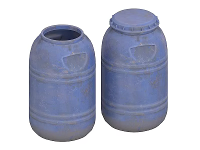 Blue Industrial Drums With Lid And Without Lid Textured Surface For Industrial Storage Equipment 3d model
