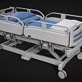 Adjustable Medical Bed With Side Rails Blue Mattress And Mobile Wheels