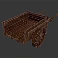 Rustic Vintage Wooden Cart With Wooden Wheels And Plank Structure Design