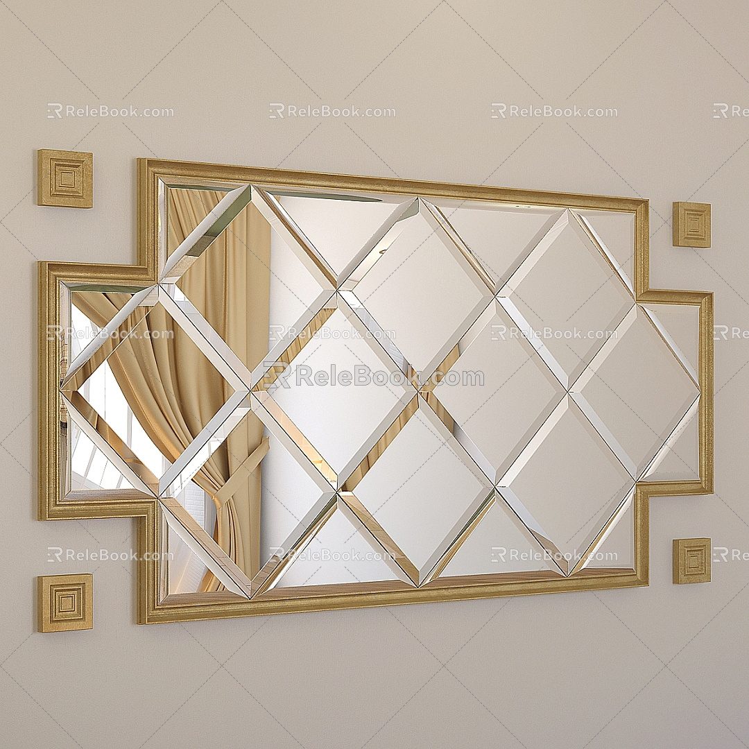 Jane European wall mirror decorative mirror mirror wall decoration pendant 3d model