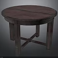 Rustic Wooden Round Table With Smooth Tabletop And Cross Legs Design