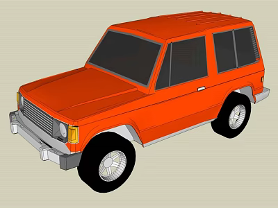 Orange Vintage SUV With Black Windows Silver Bumper And Alloy Wheels 3d model