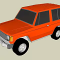Orange Vintage SUV With Black Windows Silver Bumper And Alloy Wheels